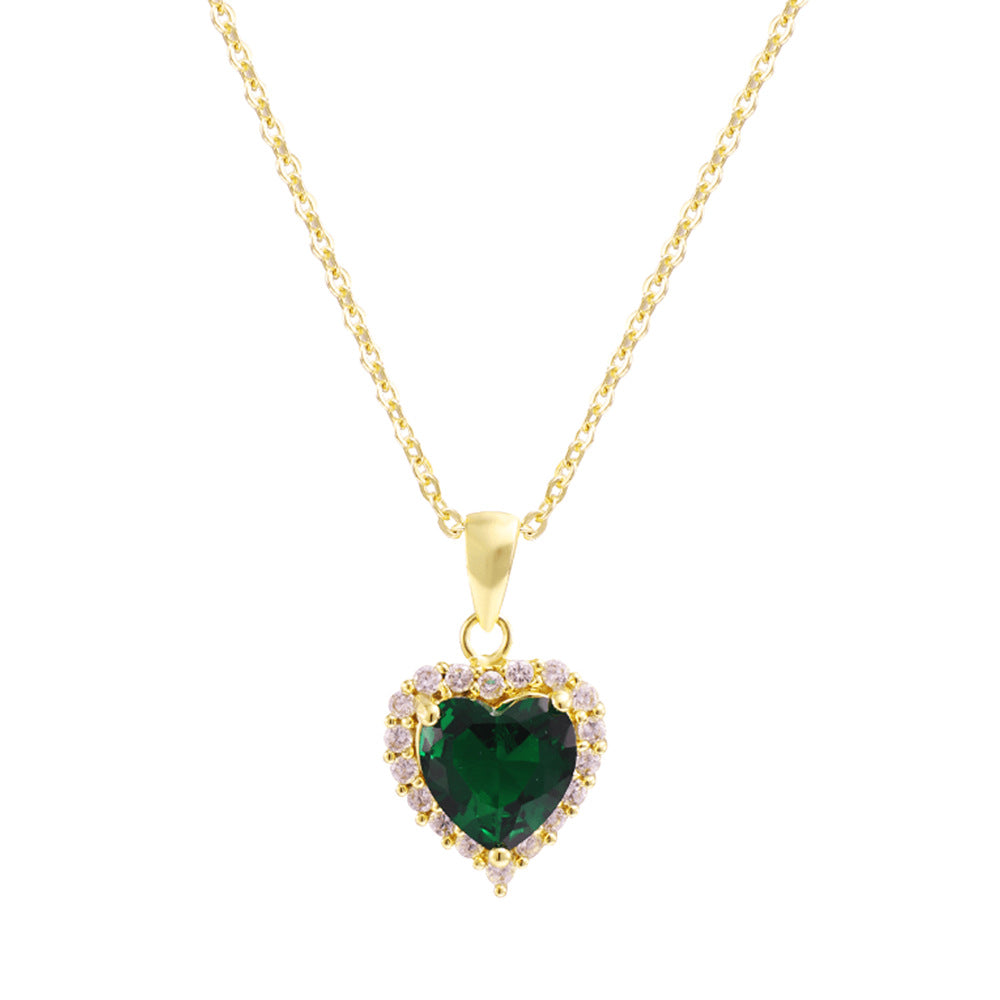 Wholesale Diamond Heart Pendant Copper Plated Real Gold Zircon Necklaces